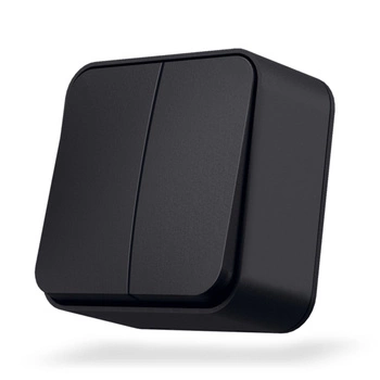 Vypínač světla 2tlačítkový 10A pro povrchovou montáž černý BINERA VIDEX