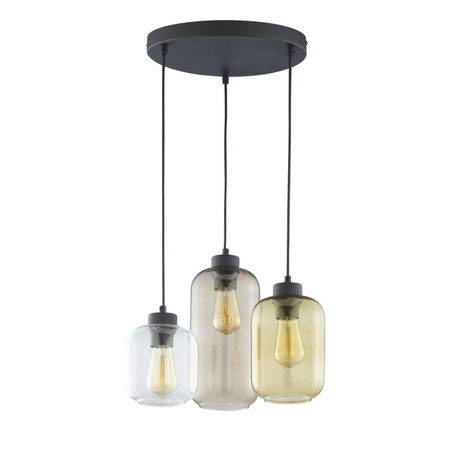 MARCO BROWN sklo+kov černá/hnědá závěsná lampa 3xE27 3175 TK Lighting