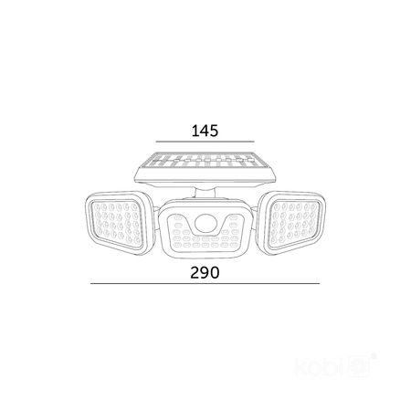 LED reflektor Solární venkovní zahradní 1,5W lm 6000K Cold s pohybovým a soumrakovým senzorem IP44 Black Glow Kobi