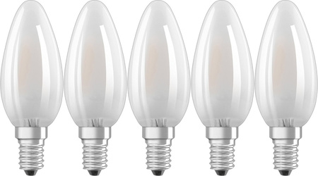 5x LED žárovka E14 B35 4W = 40W 470lm 2700K Teplá bílá 300° OSRAM vlákno