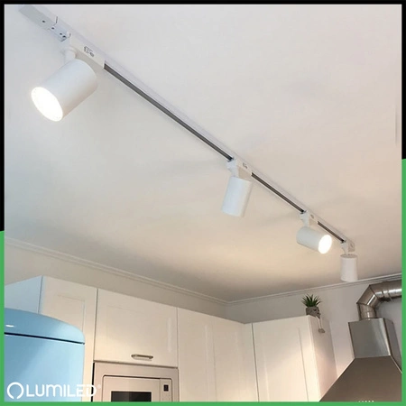 Sada osvětlovacích přípojnic 1m + 4x SAGI GU10 White LUMILED reflektor na přípojnici