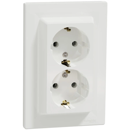 Dvojitá zásuvka SCHUKO 2x 2P+E s rámem SCHNEIDER ASFORA