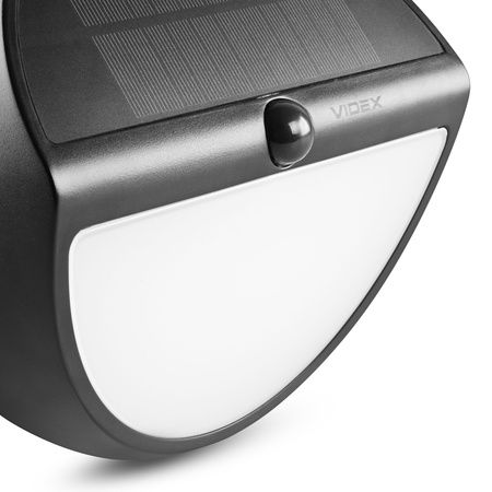 Solární reflektor se senzorem 500lm 5000K neutrální 120° 3,2V IP54 IK07 povrchová montáž černá VIDEX