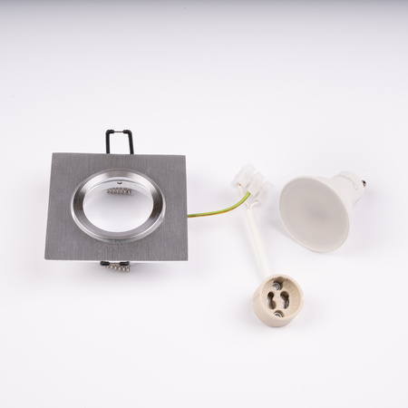 TRIX 3v1 GU10 6W 4000K Brushed Silver LUMILED čtvercové halogenové svítidlo k zapuštění do zdi