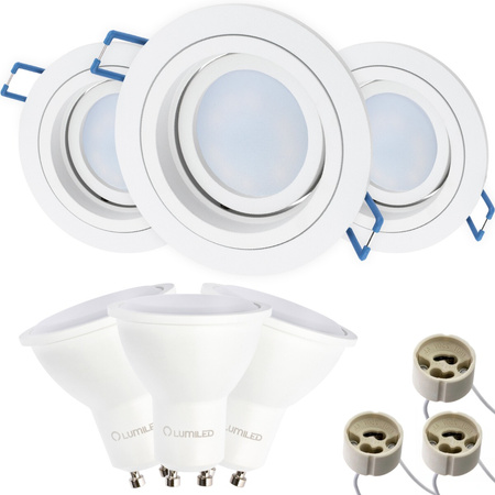 3x LED svítidlo pod omítku GU10 MR16 Round white CASSIO LUMILED + 3x LED žárovka GU10 6W = 60W 580lm Neutral