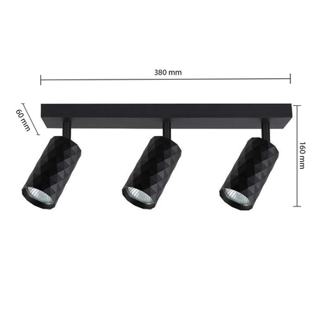 Spot Tuba Reflector Halogenové stropní svítidlo 3x GU10 Moving Black Glamour Masterled