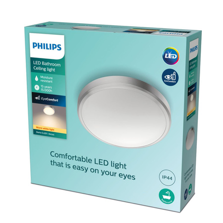 Plafond LED lampa pro povrchovou montáž DORIS 17W 2700K IP44 31cm Satin PHILIPS