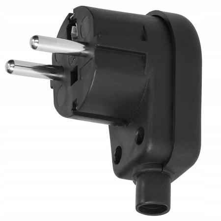 Úhlová elektrická zástrčka UNI-SCHUKO Zástrčka s odnímatelným uzemněním Černá ORNO