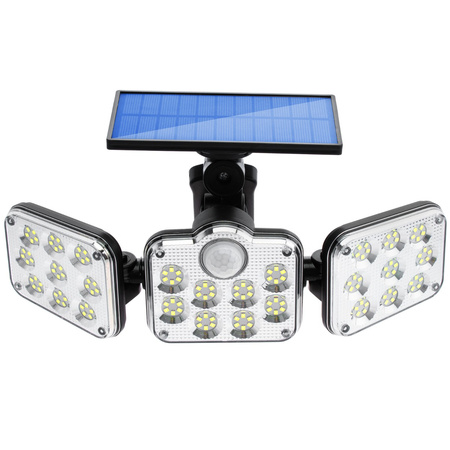 Solární Reflektor 138x LED 10W 480lm Studená bílá IP65 pohybový senzor + dálkové ovládání