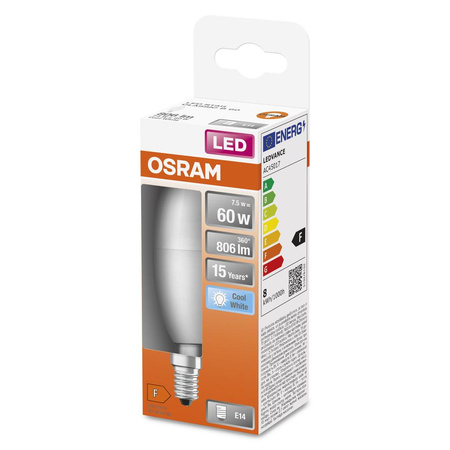 E14 B35 LED žárovka 7W = 60W 806lm 4000K Neutrální bila 200° OSRAM STAR