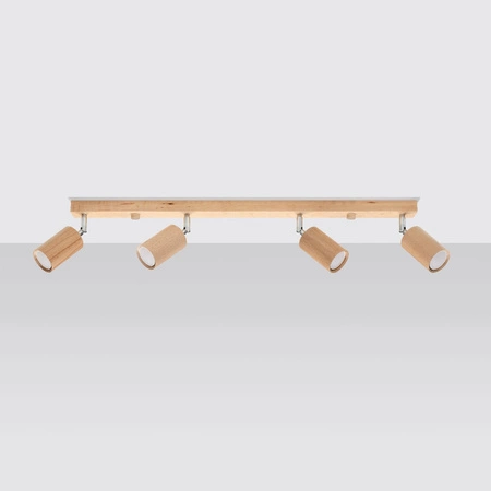 Stropní svítidlo BERG 4xGU10 Reflektor Halogenové svítidlo Pohyblivé 80cm Přírodní dřevo SOLLUX