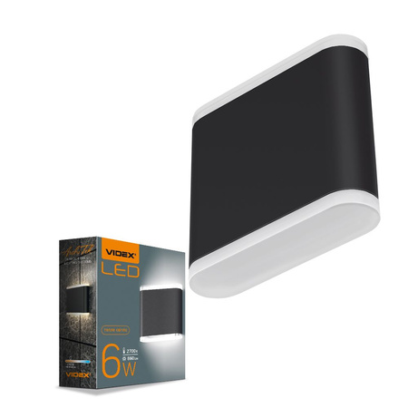 Zahradní nástěnná lampa Venkovní LED fasádní lampa 6W 660lm 2700lm Warm Black EVAN Videx