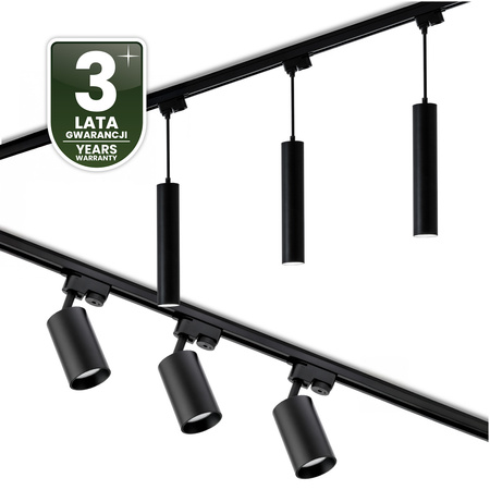 Sada osvětlovacích lišt 3m + 6x GU10 Busbar Spotlight + úhlový spínač černá LUMILED