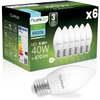 6x Žárovka LED E27, B35 5W = 40W 470lm 6500K Studená bílá 180° LUMILED