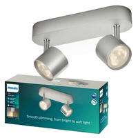 Stropní svítidlo LED STAR 2x 4,5W 2700K Stmívatelné reflektorové pohyblivé svítidlo Hliník PHILIPS