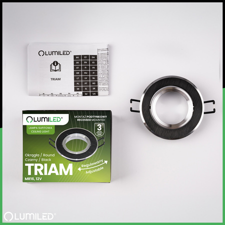 Halogenové stropní svítidlo pod omítku Kulaté pohyblivé svítidlo GU10 MR16 černé TRIAM LUMILED