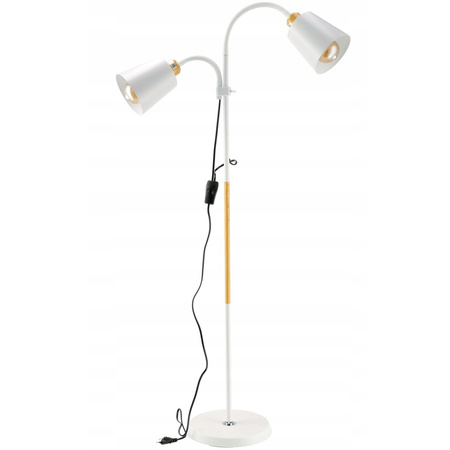 LED stojací lampa 2x E27 185cm LOFT s vypínačem bílá