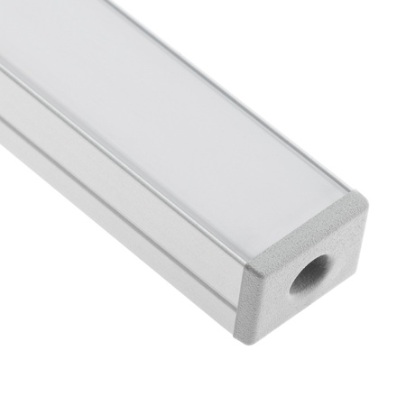 Povrchový Eloxovaný Hliníkový Profil pro LED KM33, Stříbrný 1m + Mléčná Krytka + Záslepky LUMILED