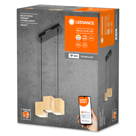 LED stropní svítidlo 21W SMART+ WiFi CCT stmívatelné dřevěné závěsné LEDVANCE