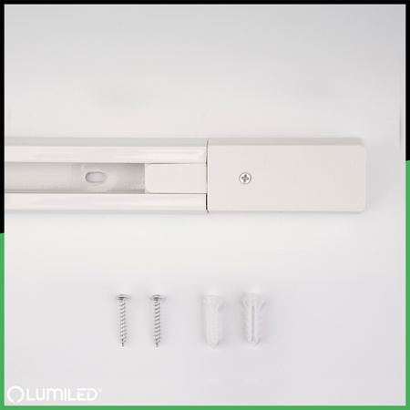 Jednofázový hliníkový kolejnicový vodič pro kolejnicové reflektory 200cm, Bílá LUMILED