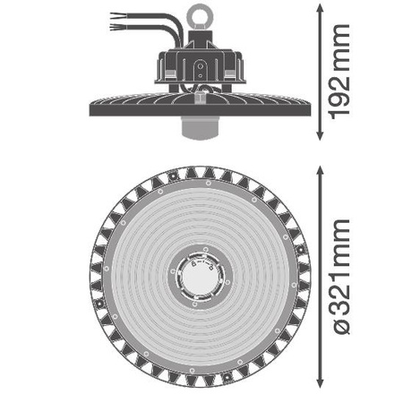 LED průmyslové svítidlo 190W 27000lm 4000K neutrální se soumrakovým senzorem pohybu černé IP65 IK08 High Bay Gen 4 Ledvance
