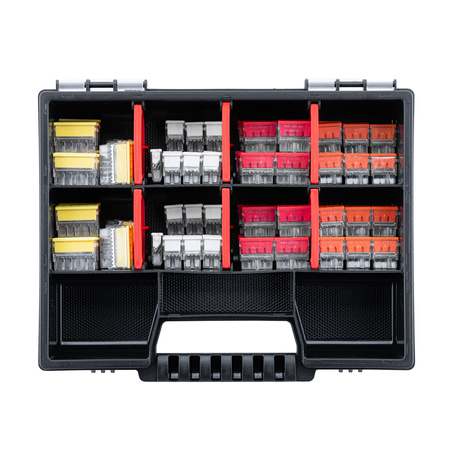 Rychlospojky Instalační sada konektorů Sada 100 kusů - 20x 2X2. 30x 3X2. 30x 4X2. 20x 5X2 + kufr s organizérem