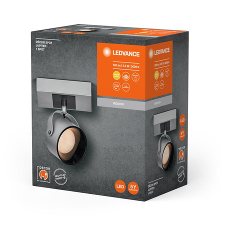 LED nástěnné stropní nástěnné svítidlo Povrchová montáž svítidla 5,8W 185lm CCT Dekorativní stříbrný bod Jupiter Ledvance