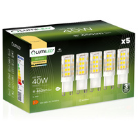 5x Žárovka LED G9, 5W = 40W 460lm 3000K 360° Teplá bílá LUMILED
