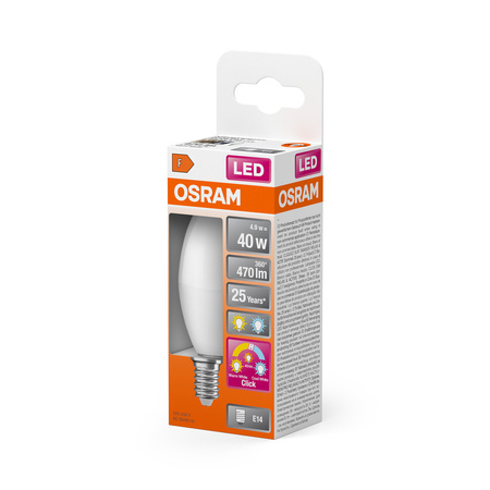 LED žárovka B37 Candle E14 4,9W = 40W 470lm 2700-4000K CCT 200° Relax Active and Sleep CLASSIC Osram