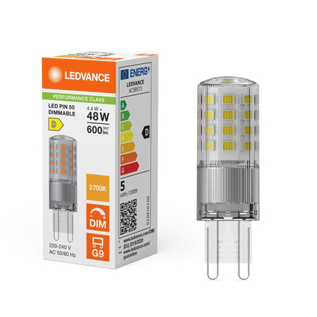LED žárovka G9 4,4W = 48W 600lm 2700K teplá bílá 320° Dimmable Ledvance