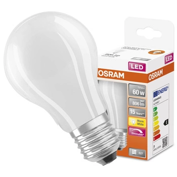 LED žárovka E27 8.5W = 60W 806lm 2700K Teplá bílá 300° CRI80 OSRAM Stmívatelné