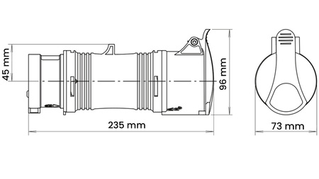 Napájecí adaptér 32A 400V 5P-4P IP44 Hermetický