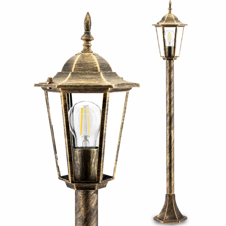 LIGURIA-LT Stojací zahradní lampa 1xE27 vysoký sloup 96cm patina - GOLDLUX (Polux)