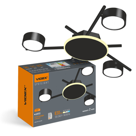 Lustr Stropní svítidlo 3x GX53 9W 830lm 2700K Teplá černá Povrchová montáž Videx