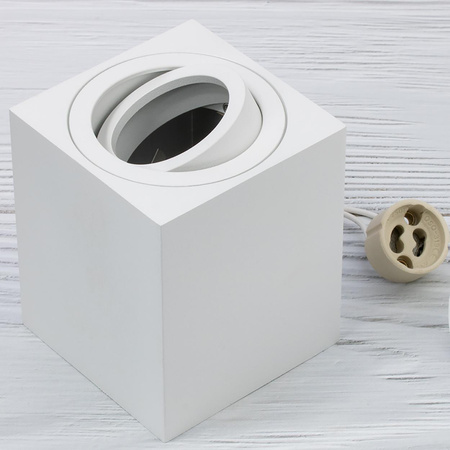 Povrchové Halogenové svítidlo GU10, SPOT TUBA 84mm Nastavitelná Čtvercová Bílá AMAT-M LUMILED