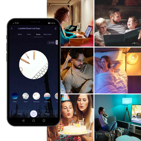 Žárovka LED E14, P40 Kulka 5W = 40W 450lm RGB Stmívatelná CCT Inteligentní TUYA WiFi SMART SAYO LUMILED