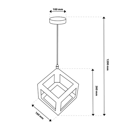 1x E27 Závěsná lampa, geometrická čtvercová ZWIS TALUS LUMILED