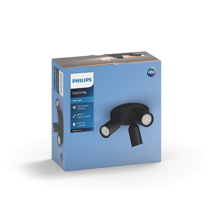 Stropní svítidlo LED PONGEE 3x GU10 Reflektor Pohyblivé svítidlo černé PHILIPS