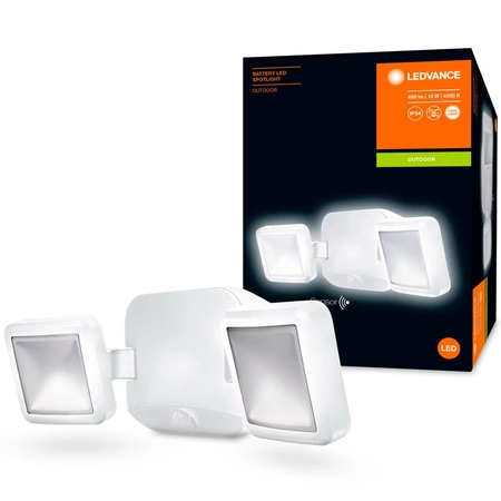 LED reflektor 10W 480lm 4000K IP54 White s detektorem pohybu LEDVANCE SPOTLIGHT Bateriový Twin