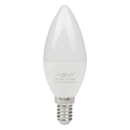 LED žárovka svíčka B37 E14 3W 270lm 4000K neutrální bílá Ecolight