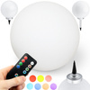 LED solární zahradní lampa zapuštěná RGB koule 30 cm bílá a stříbrná + dálkové ovládání VOLTENO