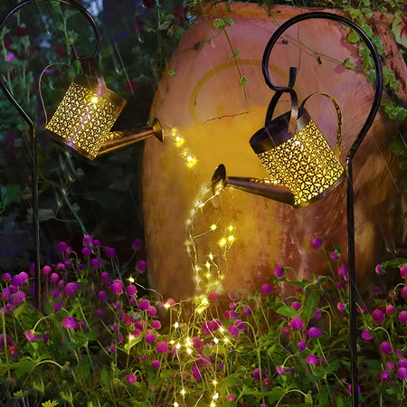 LED Solární Zahradní Lampa Venkovní Zapichovací Konvička Měděná IP44