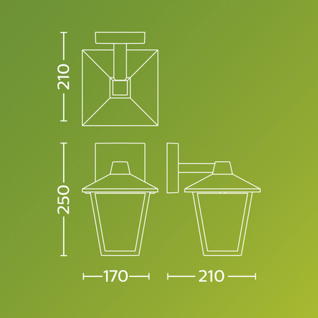 Zahradní nástěnná lampa Venkovní lucerna E27 IP44 černá Kinno Philips