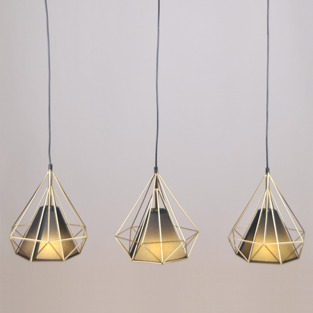 HIRA 3x E27 převislé stropní svítidlo černé zlato GOLDLUX (Polux)