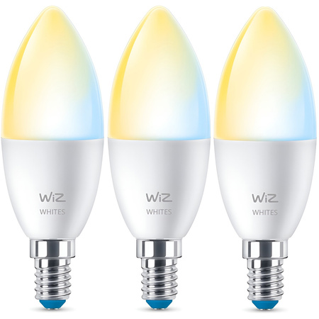 3x LED žárovka E14 Candle C37 4,9W = 40W 470lm 2700-6500K TW Smart SMART WiFi Bluetooth App WiZ