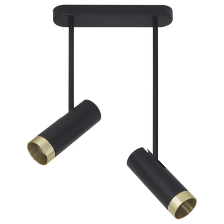 Stropní bodové svítidlo 2x GU10 černá zlatá PORTO Sanico Goldlux