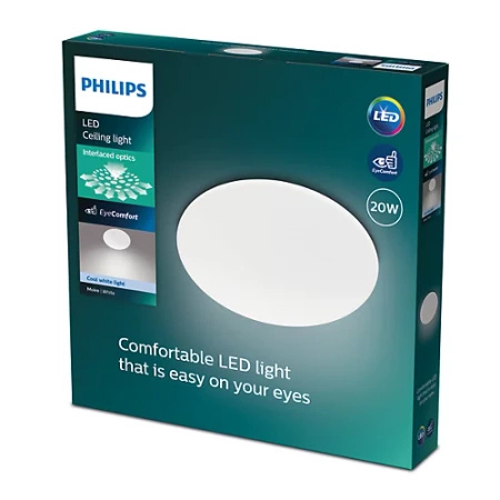 LED plafon pro povrchovou montáž MOIRE 20W 4000K 38cm bílý kulatý PHILIPS