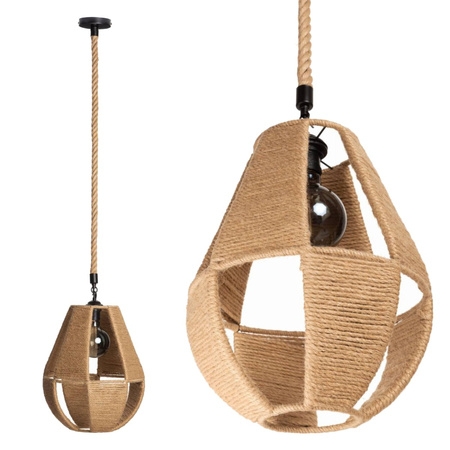 BOHO pletená jutová závěsná lampa Kalich na LED E27 PIPE