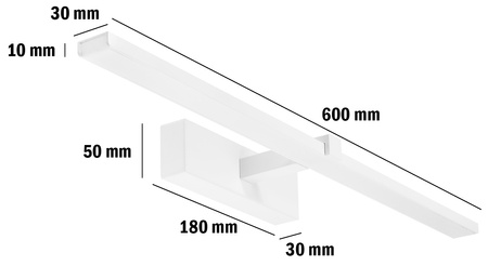 VENUS zrcadlová lampa LED koupelnová nástěnná lampa 12W 840lm Neutrální bila 60 cm