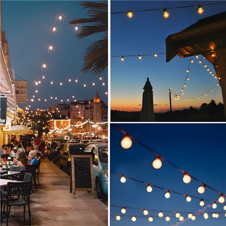 Solární zahrada Girland 30x LED okrasné koule 15,05 m 2700K teplá + dálkové ovládání CALLIS2 LUMILED